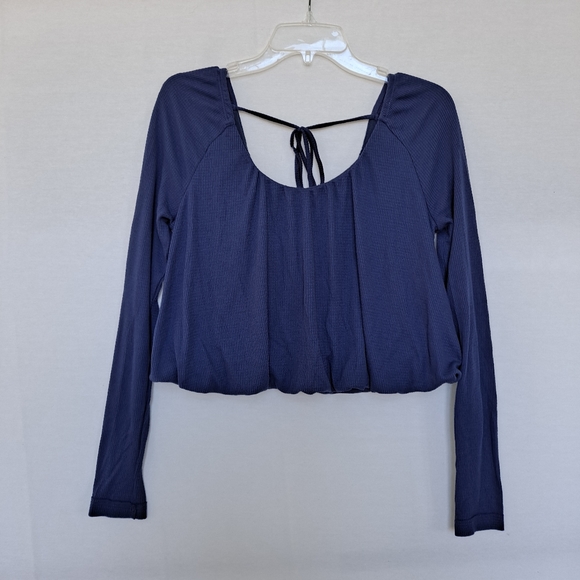Free People We the Free Bondi Blouson Blue Thermal Crop Top szS - Picture 6 of 12